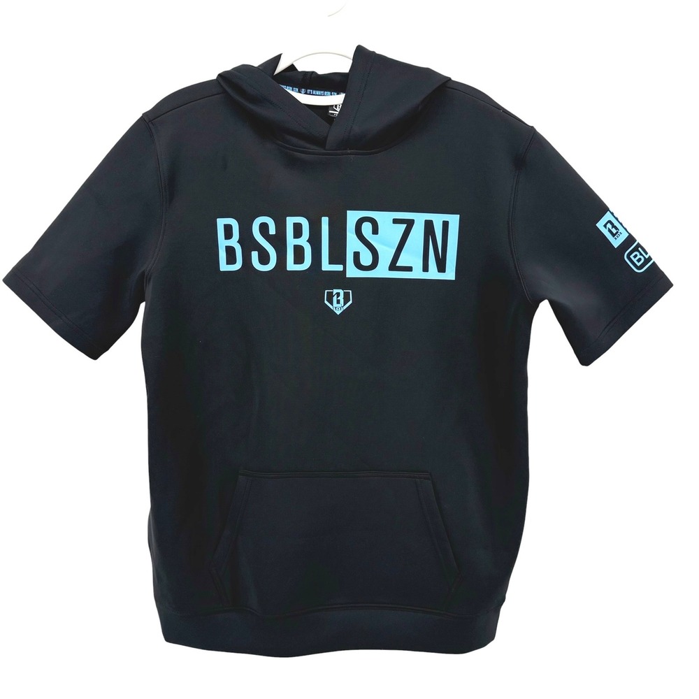 Baseball Lifestyle 101 Youth XL Black Short Sleeve Hoodie V3 Blue BSBLSZN NEW